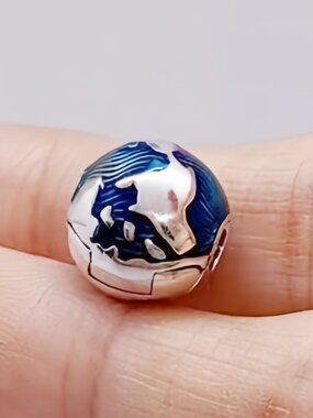 Pandora Blue Globe Clip Charm